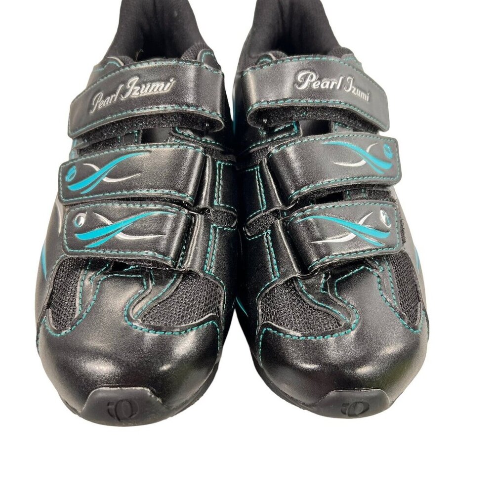 Pearl Izumi Womens All-Road II Cycling Shoes Size 38 EUR Black Teal Hook & Loop